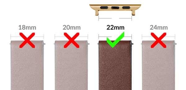 moVear Adapter do paska 22mm ze stali nierdzewnej na Apple Watch 8/7/6/SE/5/4/3/2/1 (41/40/38mm) moVear Złoty Adapter paska zegarkowego z mocowaniem szerokości 22mm na Apple Watch 8/7/6/SE/5/4/3/2/1 (41/40/38mm).