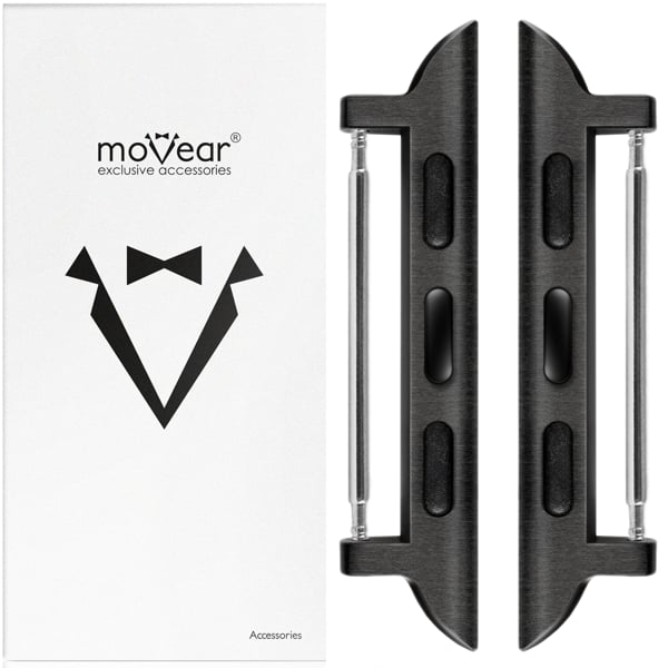 Zawartość zestawu moVear na Apple Watch 41/40/38mm Co zawiera oryginalne opakowanie adaptera 20mm moVear do Apple Watch 9/8/7/6/SE/5/4/3/2/1 (41/40/38mm):