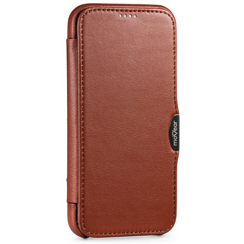 moVear flipSide C | Ein magnetischer Clip hält die Klappe der Ledertasche näher am Bildschirm iPhone 12 Pro / 12 moVear flipSide C | Metallclip und Magnetverschlussklappe für iPhone 12 Pro / 12