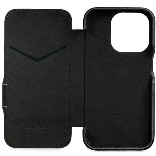 moVear flipSide 4C | Miękkie wnętrze etui z czarnej mikrofibry chroni telefon Apple iPhone 15 moVear flipSide 4C | Miękkie wnętrze z czarnej mikrofibry chroni Apple iPhone 15