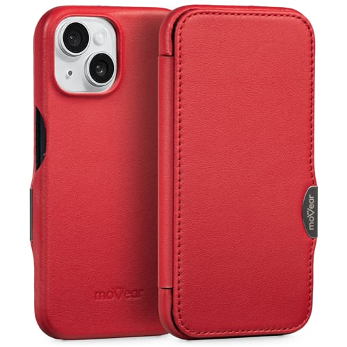 moVear flipSide 4C | Precise workmanship and sewing the case for iPhone 15 (6,1 moVear flipSide 4C | Precisely sewn cover for Apple iPhone 15 (6,1