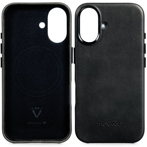 moVear backCover 4S | Miękkie wnętrze etui z czarnej mikrofibry chroni telefon Apple iPhone 16 moVear backCover 4S | Miękkie wnętrze z czarnej mikrofibry chroni Apple iPhone 16