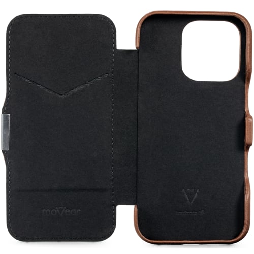 moVear flipSide 4C | Miękkie wnętrze etui z czarnej mikrofibry chroni telefon Apple iPhone 16 Pro moVear flipSide 4C | Miękkie wnętrze z czarnej mikrofibry chroni Apple iPhone 16 Pro