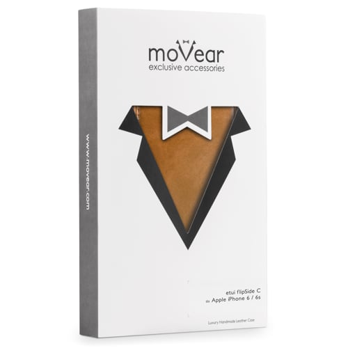 moVear flipSide C | Eleganckie, sztywne, wytrzymałe kartonowe opakowanie etui do iPhone 6s / 6 Ekskluzywny Pokrowiec moVear flipSide C do iPhone 6s / 6 elegancko zapakowany.