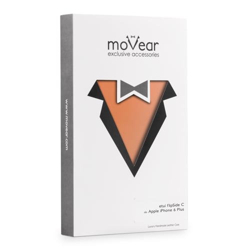 moVear flipSide C | Eleganckie, sztywne, wytrzymałe kartonowe opakowanie etui do iPhone 6 Plus / 6s Plus Ekskluzywny Pokrowiec moVear flipSide C do iPhone 6 Plus / 6s Plus elegancko zapakowany.