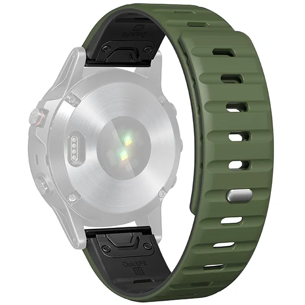 Silikonowy Khaki pasek magnetyczny bez szlufek – innowacyjny, wygodny i elegancki do Fenix / Epix / Quatix / Tactix / Enduro - 51mm
