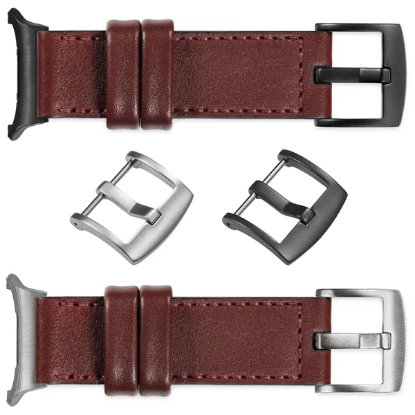 You can choose moVear Prestige C1 for Samsung Galaxy Watch Ultra with a buckle in one of many colors: (Black matte, Brushed silver, Polished silver, Brushed gold, Polished gold, Creamy brushed gold (18mm), Rose gold brushed, Rose gold polished, ). Polish production of moVear belts Prestige C1 22mm to Samsung Galaxy Watch Ultra it is also possible to personalize the color of the buckle.