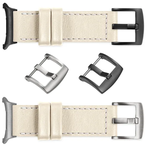 You can choose moVear Prestige C1 for Samsung Galaxy Watch Ultra with a buckle in one of many colors: (Black matte, Brushed silver, Polished silver, Brushed gold, Polished gold, Creamy brushed gold (18mm), Rose gold brushed, Rose gold polished, ). Polish production of moVear belts Prestige C1 24mm to Samsung Galaxy Watch Ultra it is also possible to personalize the color of the buckle.