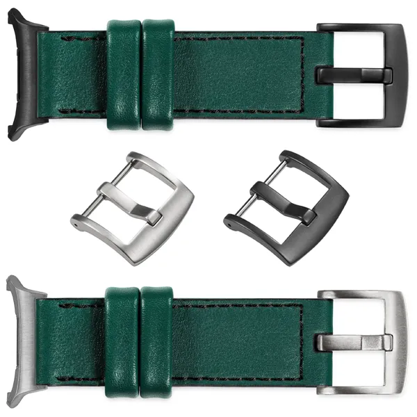 You can choose moVear Prestige C1 for Samsung Galaxy Watch Ultra with a buckle in one of many colors: (Black matte, Brushed silver, Polished silver, Brushed gold, Polished gold, Creamy brushed gold (18mm), Rose gold brushed, Rose gold polished, ). Polish production of moVear belts Prestige C1 24mm to Samsung Galaxy Watch Ultra it is also possible to personalize the color of the buckle.
