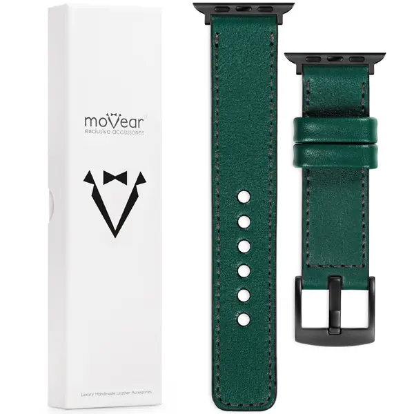 Zawartość zestawu moVear do Apple Watch 49/46/45/44mm (series 10-1) Co zawiera oryginalne opakowanie moVear Prestige C1 skórzanego paska do zegarka / smartwatcha - moVear Prestige 22mm do Apple Watch 10 / 9 / 8 / 7 / 6 / 5 / 4 / SE (46/45/44mm) & Ultra (49mm)