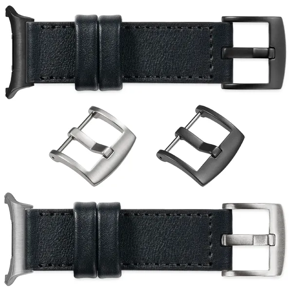 You can choose moVear Prestige C1 for Samsung Galaxy Watch Ultra with a buckle in one of many colors: (Black matte, Brushed silver, Polished silver, Brushed gold, Polished gold, Creamy brushed gold (18mm), Rose gold brushed, Rose gold polished, ). Polish production of moVear belts Prestige C1 24mm to Samsung Galaxy Watch Ultra it is also possible to personalize the color of the buckle.