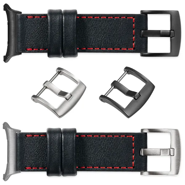 You can choose moVear Prestige C1 for Samsung Galaxy Watch Ultra with a buckle in one of many colors: (Black matte, Brushed silver, Polished silver, Brushed gold, Polished gold, Creamy brushed gold (18mm), Rose gold brushed, Rose gold polished, ). Polish production of moVear belts Prestige C1 24mm to Samsung Galaxy Watch Ultra it is also possible to personalize the color of the buckle.