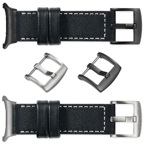 You can choose moVear Prestige C1 for Samsung Galaxy Watch Ultra with a buckle in one of many colors: (Black matte, Brushed silver, Polished silver, Brushed gold, Polished gold, Creamy brushed gold (18mm), Rose gold brushed, Rose gold polished, ). Polish production of moVear belts Prestige C1 22mm to Samsung Galaxy Watch Ultra it is also possible to personalize the color of the buckle.