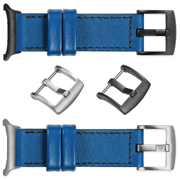Pasek moVear Prestige C1 dla Samsung Galaxy Watch Ultra możesz wybrać z klamrą w jednym z wielu kolorów: (Czarny matowy, Srebrny szczotkowany, Srebrny polerowany, Złoty szczotkowany, Złoty polerowany, Kremowe złoto szczotkowany (18mm), Różowe złoto szczotkowany, Różowe złoto polerowany, ). Polskiej produkcji paski moVear Prestige C1 24mm do Samsung Galaxy Watch Ultra to również możliwość personalizacji koloru klamry / sprzączki.