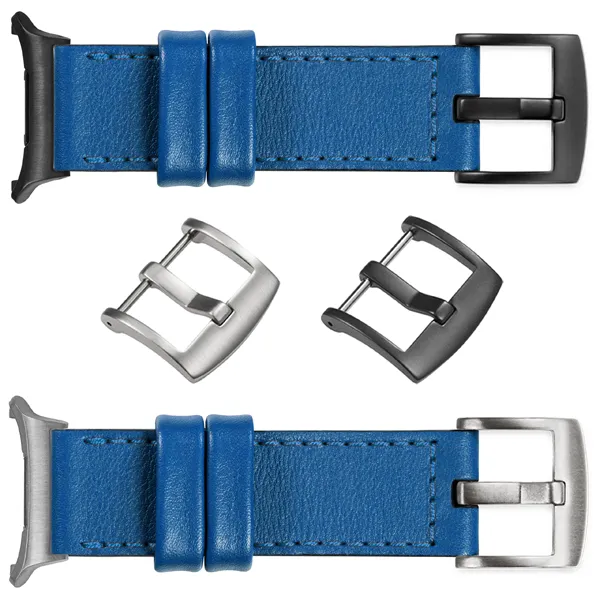 You can choose moVear Prestige C1 for Samsung Galaxy Watch Ultra with a buckle in one of many colors: (Black matte, Brushed silver, Polished silver, Brushed gold, Polished gold, Creamy brushed gold (18mm), Rose gold brushed, Rose gold polished, ). Polish production of moVear belts Prestige C1 22mm to Samsung Galaxy Watch Ultra it is also possible to personalize the color of the buckle.