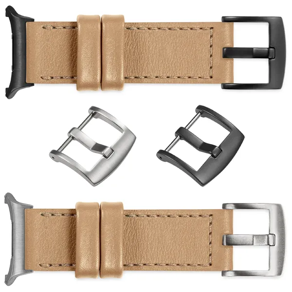 You can choose moVear Prestige C1 for Samsung Galaxy Watch Ultra with a buckle in one of many colors: (Black matte, Brushed silver, Polished silver, Brushed gold, Polished gold, Creamy brushed gold (18mm), Rose gold brushed, Rose gold polished, ). Polish production of moVear belts Prestige C1 24mm to Samsung Galaxy Watch Ultra it is also possible to personalize the color of the buckle.