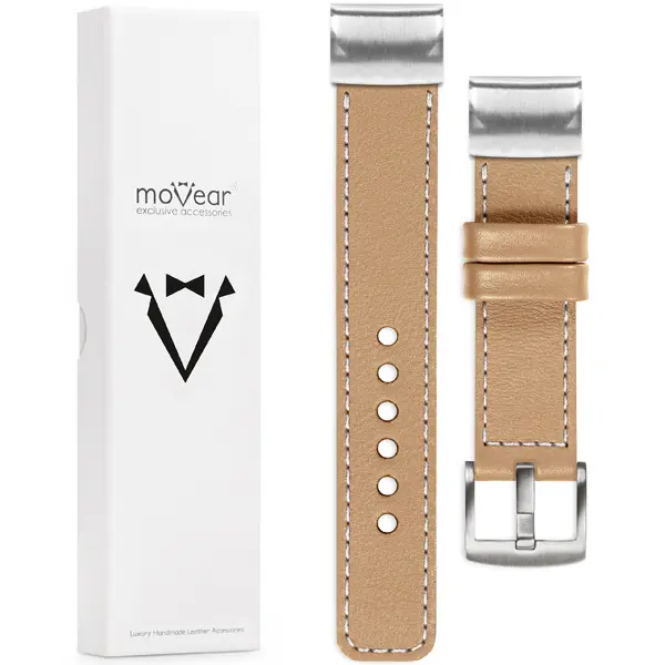 Lieferumfang: Lederarmband moVear Prestige C1 mit Verschluss [MODEL_RZĄDZENIA] für Fenix / Forerunner / Epix / Instinct / Enduro / Quatix / MARQ - 47/45mm