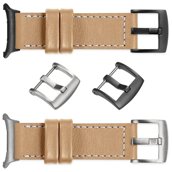 You can choose moVear Prestige C1 for Samsung Galaxy Watch Ultra with a buckle in one of many colors: (Black matte, Brushed silver, Polished silver, Brushed gold, Polished gold, Creamy brushed gold (18mm), Rose gold brushed, Rose gold polished, ). Polish production of moVear belts Prestige C1 24mm to Samsung Galaxy Watch Ultra it is also possible to personalize the color of the buckle.