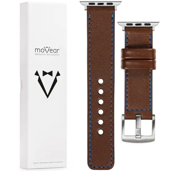 Zawartość zestawu moVear do Apple Watch 10/9/8/7/6/SE/5/4/3/2/1 (46/45/44/42mm) & Ultra (49mm) Co zawiera oryginalne opakowanie moVear Prestige C1 skórzanego paska do zegarka / smartwatcha - moVear Prestige 24mm do Apple Watch 10 / 9 / 8 / 7 / 6 / 5 / 4 / SE (46/45/44mm) & Ultra (49mm)