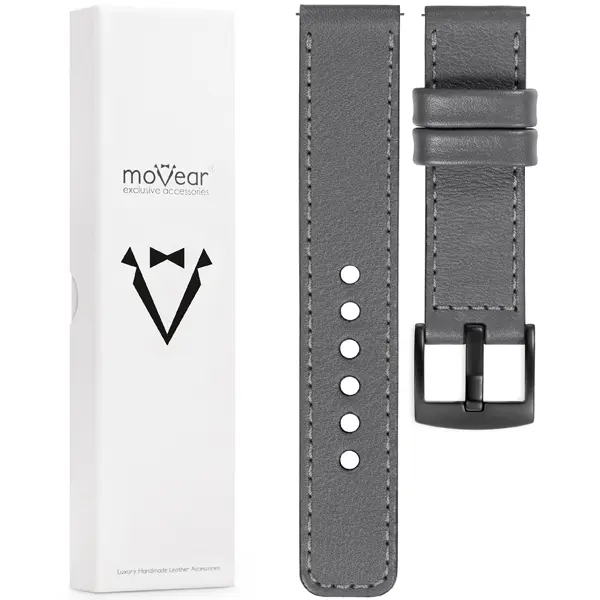 Zawartość zestawu moVear do zegarka / smartwatcha Co zawiera oryginalne opakowanie paska do zegarka / smartwatcha - moVear Prestige C1 20mm Szary, szare przeszycie do zegarka / smartwatcha
