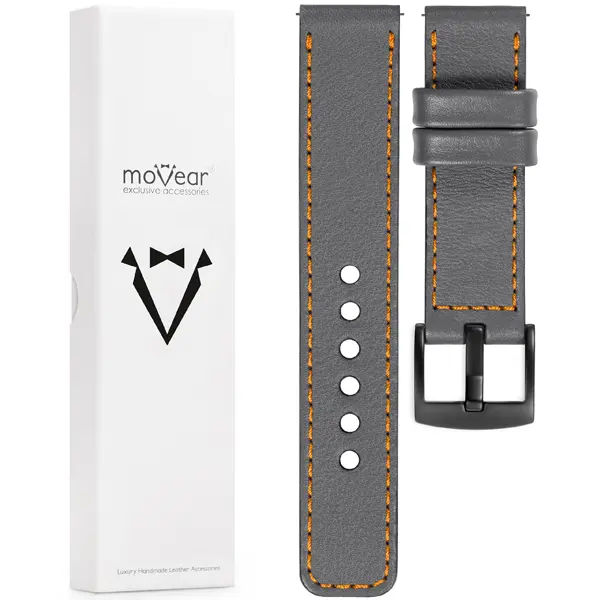 Contents of the moVear for zegarka / smartwatcha What is included in the original packaging of the strap for the watch / smartwatch - moVear Prestige C1 20mm Gray, Gray przeszycie for zegarka / smartwatcha