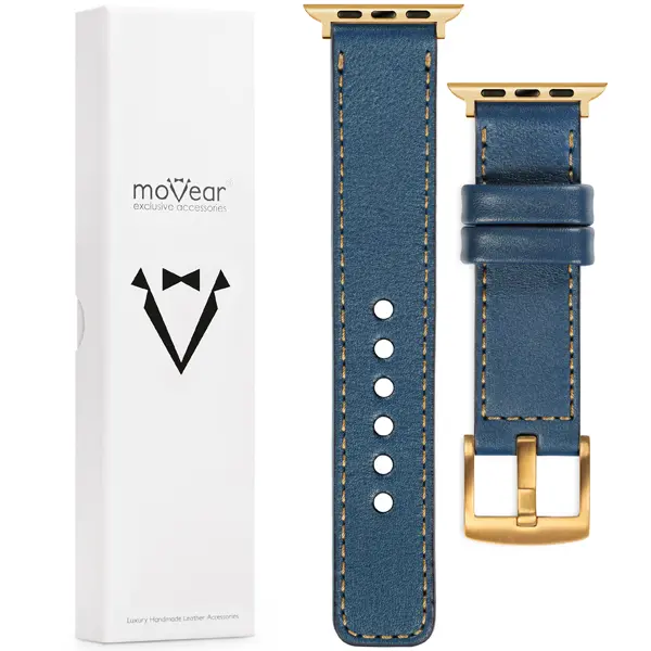 Contents of the moVear for Apple Watch 9/8/7/6/SE/5/4/3/2/1 (42/41/40/38mm) What is included in the moVear Prestige C1 original packaging of the leather strap for the watch / smartwatch - moVear Prestige 22mm for Apple Watch 10 / 9 / 8 / 7 / 6 / 5 / 4 / SE (42/41/40mm)