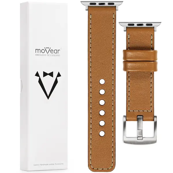 Zawartość zestawu moVear do Apple Watch 10/9/8/7/6/SE/5/4/3/2/1 (46/45/44/42mm) & Ultra (49mm) Co zawiera oryginalne opakowanie moVear Prestige C1 skórzanego paska do zegarka / smartwatcha - moVear Prestige 24mm do Apple Watch 10 / 9 / 8 / 7 / 6 / 5 / 4 / SE (46/45/44mm) & Ultra (49mm)