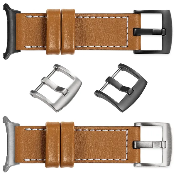 You can choose moVear Prestige C1 for Samsung Galaxy Watch Ultra with a buckle in one of many colors: (Black matte, Brushed silver, Polished silver, Brushed gold, Polished gold, Creamy brushed gold (18mm), Rose gold brushed, Rose gold polished, ). Polish production of moVear belts Prestige C1 24mm to Samsung Galaxy Watch Ultra it is also possible to personalize the color of the buckle.