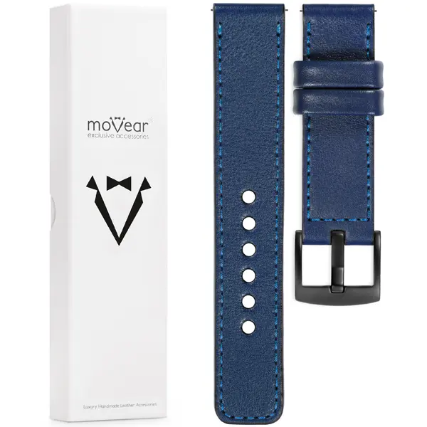 Contents of the moVear for zegarka / smartwatcha What is included in the original packaging of the strap for the watch / smartwatch - moVear Prestige C1 20mm Navy blue, Navy blue przeszycie for zegarka / smartwatcha