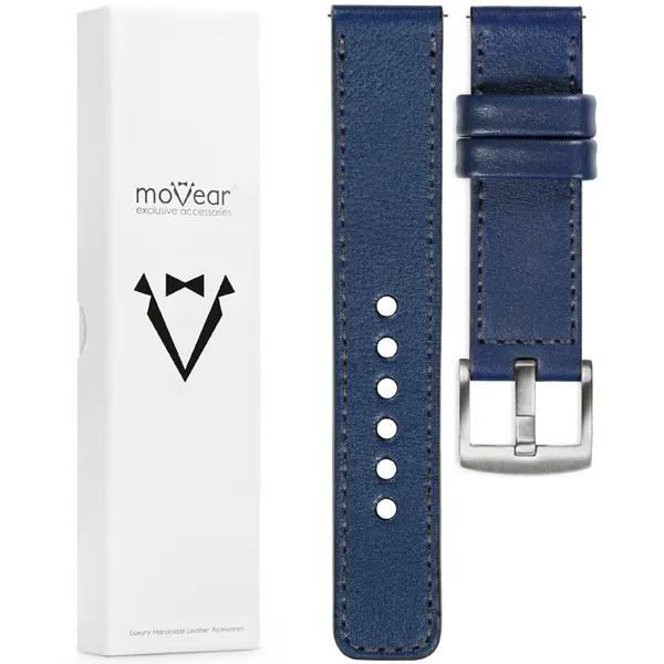 Contents of the moVear for zegarka / smartwatcha What is included in the original packaging of the strap for the watch / smartwatch - moVear Prestige C1 22mm Navy blue, Navy blue przeszycie for zegarka / smartwatcha