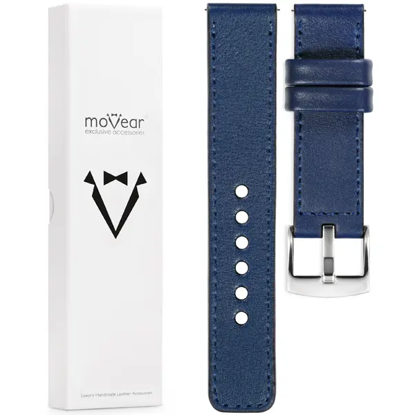 Zawartość zestawu moVear do zegarka / smartwatcha Co zawiera oryginalne opakowanie paska do zegarka / smartwatcha - moVear Prestige C1 24mm Granatowy, granatowe przeszycie do zegarka / smartwatcha