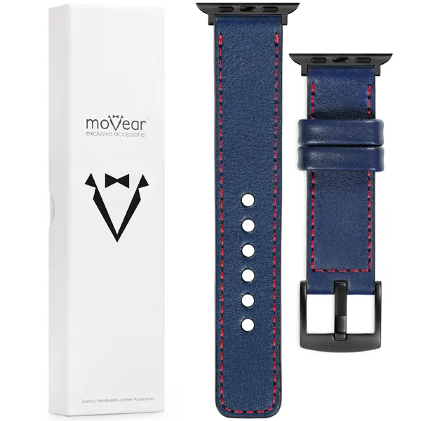 Contents of the moVear for Apple Watch 10 9 8 7 6 5 4 3 2 1 SE (42/41/40/38mm) What is included in the moVear Prestige C1 original packaging of the leather strap for the watch / smartwatch - moVear Prestige 22mm for Apple Watch 10 / 9 / 8 / 7 / 6 / 5 / 4 / SE (42/41/40mm)