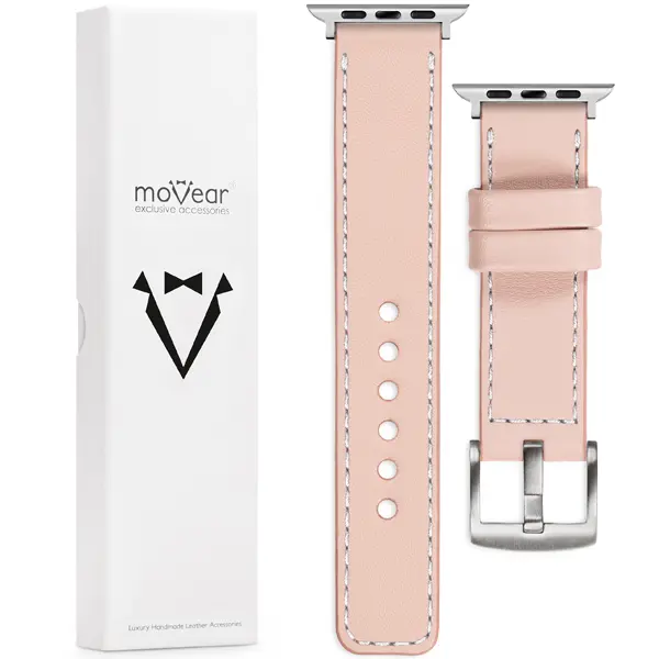 Contents of the moVear for Apple Watch 10 9 8 7 6 5 4 3 2 1 SE (42/41/40/38mm) What is included in the moVear Prestige C1 original packaging of the leather strap for the watch / smartwatch - moVear Prestige 20mm for Apple Watch 10 / 9 / 8 / 7 / 6 / 5 / 4 / SE (42/41/40mm)