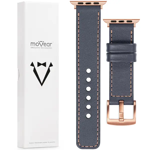 Zawartość zestawu moVear do Apple Watch 10 / 9 / 8 / 7 / 6 / 5 / 4 / SE (42/41/40mm) & 3 / 2 / 1 (38mm) Co zawiera oryginalne opakowanie moVear Prestige C1 skórzanego paska do zegarka / smartwatcha - moVear Prestige 22mm do Apple Watch 10 / 9 / 8 / 7 / 6 / 5 / 4 / SE (42/41/40mm)