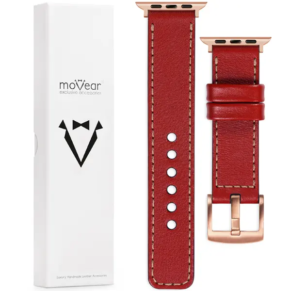 Inhalt des moVear für Apple Watch 9/8/7/6/SE/5/4/3/2/1 (42/41/40/38mm) Was ist in der Originalverpackung des moVear Prestige C1 des Lederarmbands für die Uhr / Smartwatch enthalten - moVear Prestige 22mm für Apple Watch 10 / 9 / 8 / 7 / 6 / 5 / 4 / SE (42/41/40mm)