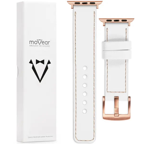 Inhalt des moVear für Apple Watch 10 9 8 7 6 5 4 @ SE (42/41/40/38mm) Was ist in der Originalverpackung des moVear Prestige C1 des Lederarmbands für die Uhr / Smartwatch enthalten - moVear Prestige 22mm für Apple Watch 10 / 9 / 8 / 7 / 6 / 5 / 4 / SE (42/41/40mm)