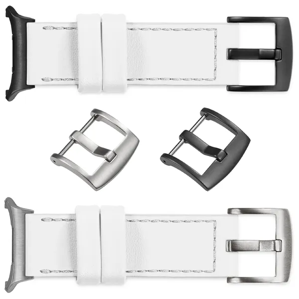 You can choose moVear Prestige C1 for Samsung Galaxy Watch Ultra with a buckle in one of many colors: (Black matte, Brushed silver, Polished silver, Brushed gold, Polished gold, Creamy brushed gold (18mm), Rose gold brushed, Rose gold polished, ). Polish production of moVear belts Prestige C1 24mm to Samsung Galaxy Watch Ultra it is also possible to personalize the color of the buckle.