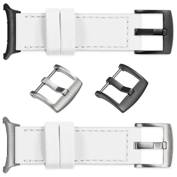 You can choose moVear Prestige C1 for Samsung Galaxy Watch Ultra with a buckle in one of many colors: (Black matte, Brushed silver, Polished silver, Brushed gold, Polished gold, Creamy brushed gold (18mm), Rose gold brushed, Rose gold polished, ). Polish production of moVear belts Prestige C1 22mm to Samsung Galaxy Watch Ultra it is also possible to personalize the color of the buckle.