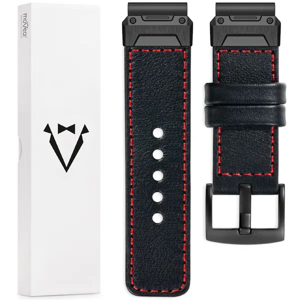 Lieferumfang: Lederarmband moVear Prestige C3X mit Verschluss [MODEL_RZĄDZENIA] für Fenix / Forerunner / Epix / Instinct / Enduro / Quatix / MARQ - 47/45mm