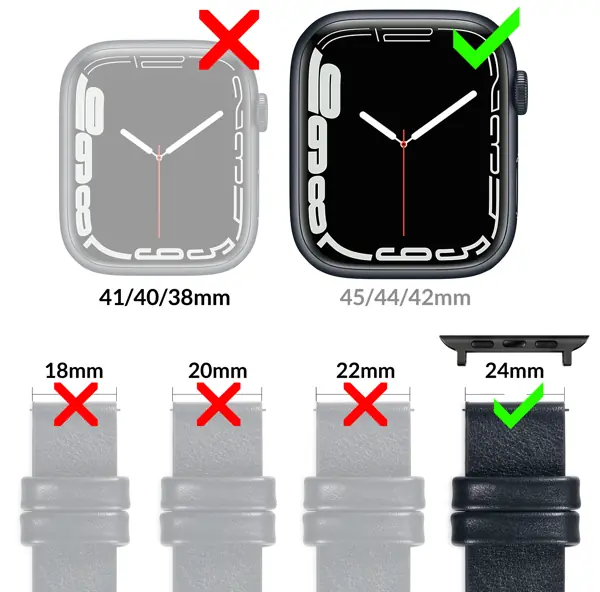 moVear CW1 Skórzany pasek z podkładką 24mm kompatybilny z Apple Watch 49/46/45/44mm