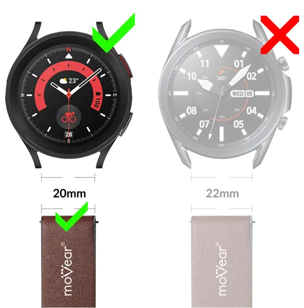 moVear Prestige CW1 - skórzany pasek premium do zegarka kompatybilny ze smartwatchami Samsung z mocowaniem 22mm