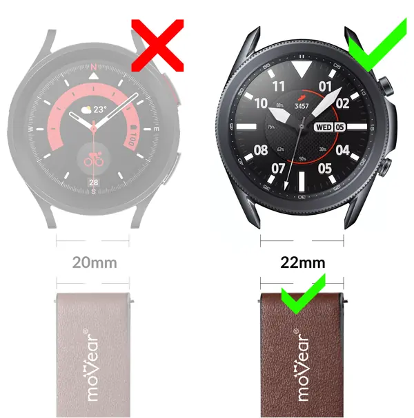 moVear Prestige CW1 - skórzany pasek premium do zegarka kompatybilny ze smartwatchami Samsung z mocowaniem 22mm