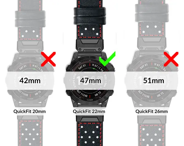 Compatible with the Garmin 22mm QuickFit mount (Garmin QuickFit 22mm) Compatible with the Garmin 22mm QuickFit mount (Garmin QuickFit 22mm)