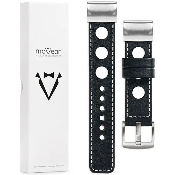 Lieferumfang: Lederarmband moVear Prestige R1 mit Verschluss [MODEL_RZĄDZENIA] für Fenix / Forerunner / Epix / Instinct / Enduro / Quatix / MARQ - 47/45mm