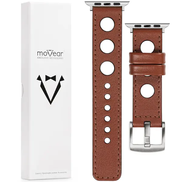 Zawartość zestawu moVear do Apple Watch 10/9/8/7/6/SE/5/4/3/2/1 (46/45/44/42mm) & Ultra (49mm) Co zawiera oryginalne opakowanie moVear Prestige R1 skórzanego paska do zegarka / smartwatcha - moVear Prestige 24mm do Apple Watch 10 / 9 / 8 / 7 / 6 / 5 / 4 / SE (46/45/44mm) & Ultra (49mm)