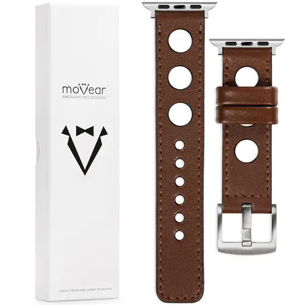Zawartość zestawu moVear do Apple Watch 10 9 8 7 6 5 4 3 2 1 SE (46/45/44/42mm) & Ultra (49mm) Co zawiera oryginalne opakowanie moVear Prestige R1 skórzanego paska do zegarka / smartwatcha - moVear Prestige 24mm do Apple Watch 10 / 9 / 8 / 7 / 6 / 5 / 4 / SE (46/45/44mm) & Ultra (49mm)