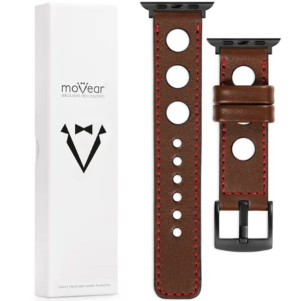 Zawartość zestawu moVear do Apple Watch 49/46/45/44mm (series 10-1) Co zawiera oryginalne opakowanie moVear Prestige R1 skórzanego paska do zegarka / smartwatcha - moVear Prestige 22mm do Apple Watch 10 / 9 / 8 / 7 / 6 / 5 / 4 / SE (46/45/44mm) & Ultra (49mm)
