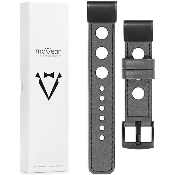 What is included in the package: leather strap moVear Prestige R1 with fastening [MODEL_RZĄDZENIA] for Fenix / Forerunner / Epix / Instinct / Enduro / Quatix / MARQ - 47/45mm 