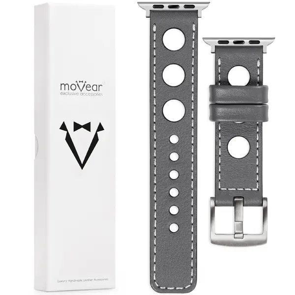 Zawartość zestawu moVear do Apple Watch 49/46/45/44mm (series 10-1) Co zawiera oryginalne opakowanie moVear Prestige R1 skórzanego paska do zegarka / smartwatcha - moVear Prestige 24mm do Apple Watch 10 / 9 / 8 / 7 / 6 / 5 / 4 / SE (46/45/44mm) & Ultra (49mm)