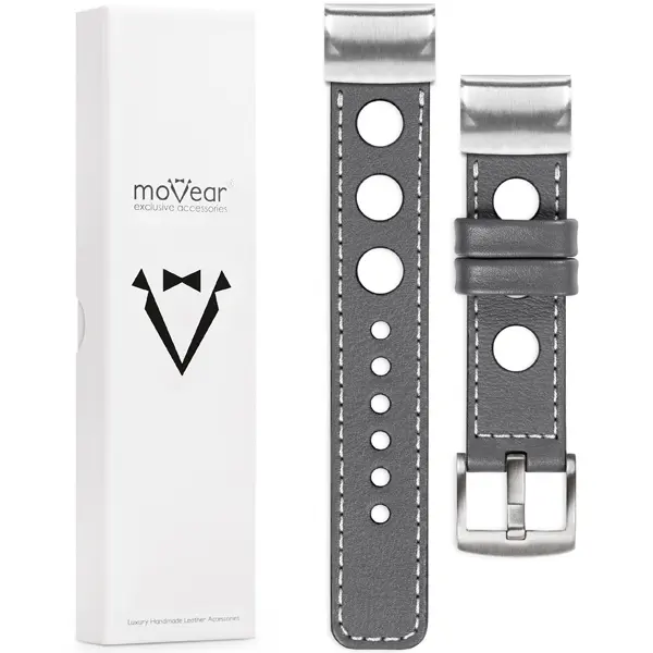 What is included in the package: leather strap moVear Prestige R1 with fastening [MODEL_RZĄDZENIA] for Fenix / Forerunner / Epix / Instinct / Enduro / Quatix / MARQ - 47/45mm 